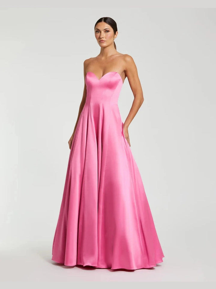 Strapless Satin Ballgown With Bow Details