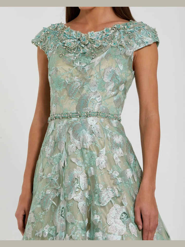 Embellished Cap Sleeve High Neck Ballgown