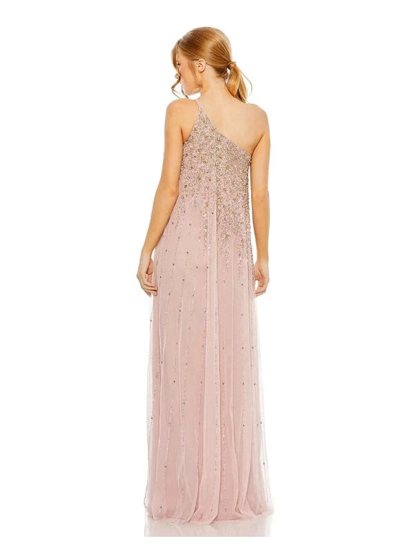One Shoulder Embellished Trapeze A Line Gown