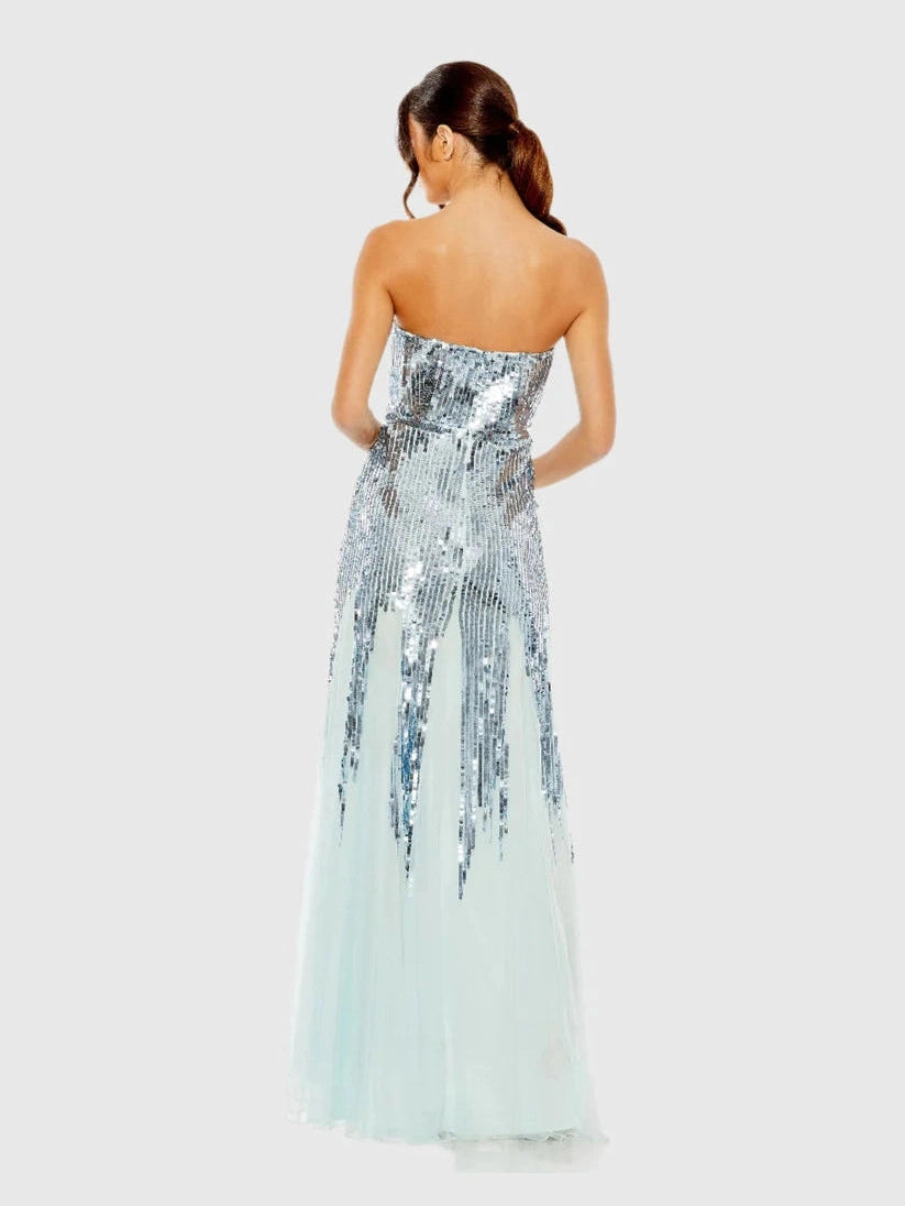 Sleeveless Sequin Mesh Gown