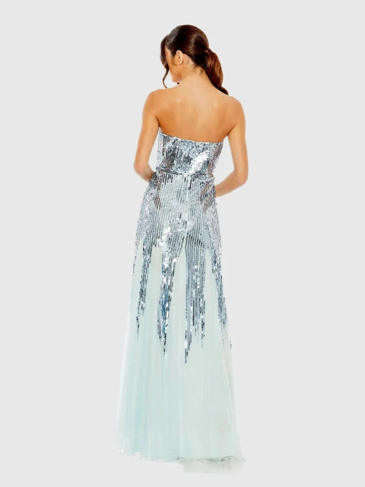Sleeveless Sequin Mesh Gown