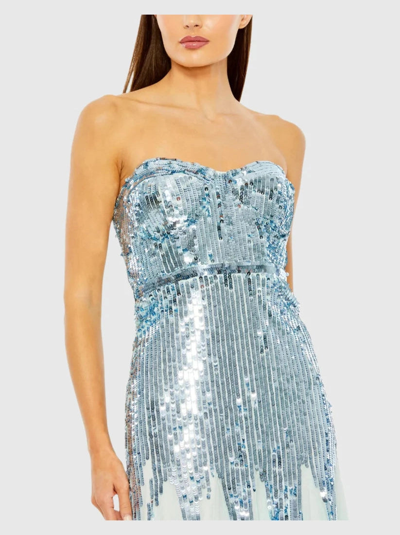 Sleeveless Sequin Mesh Gown