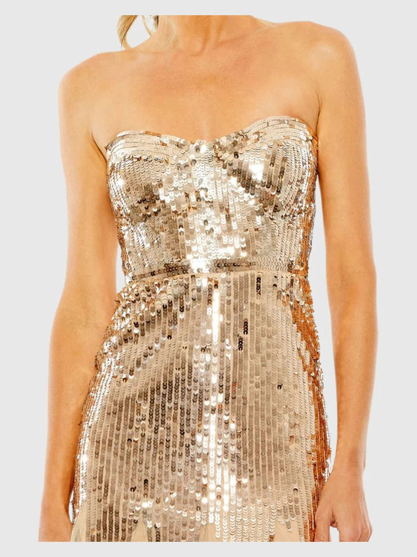 Sleeveless Sequin Mesh Gown