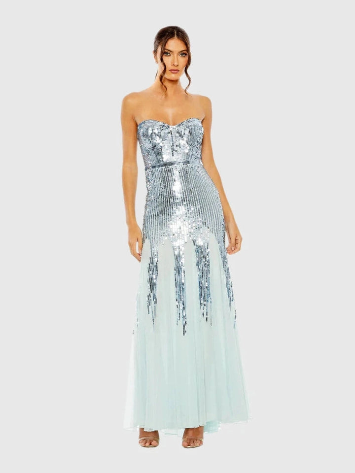 Sleeveless Sequin Mesh Gown