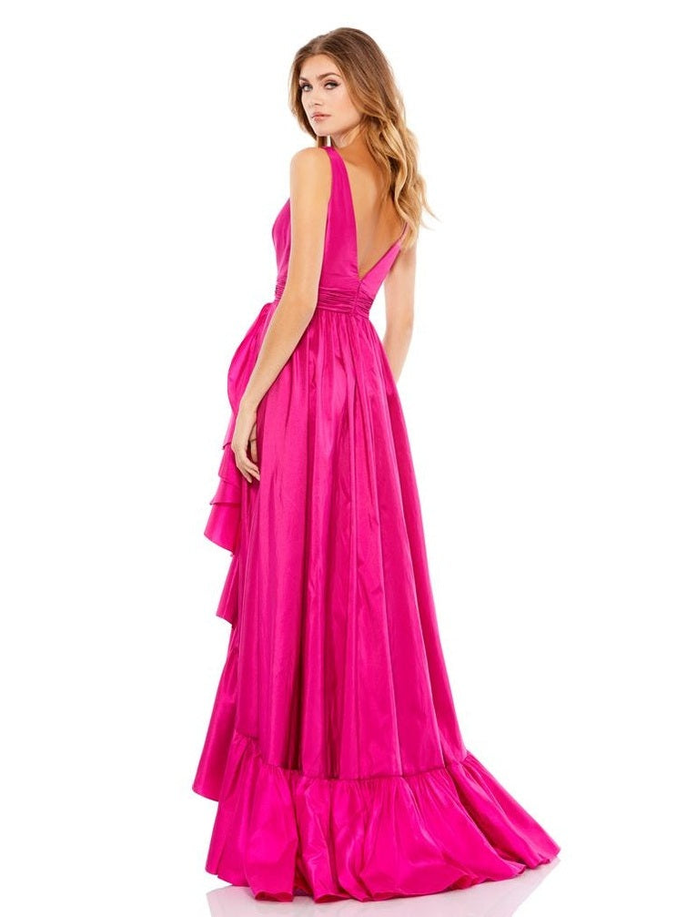 Taffeta High Low Ruffle Gown