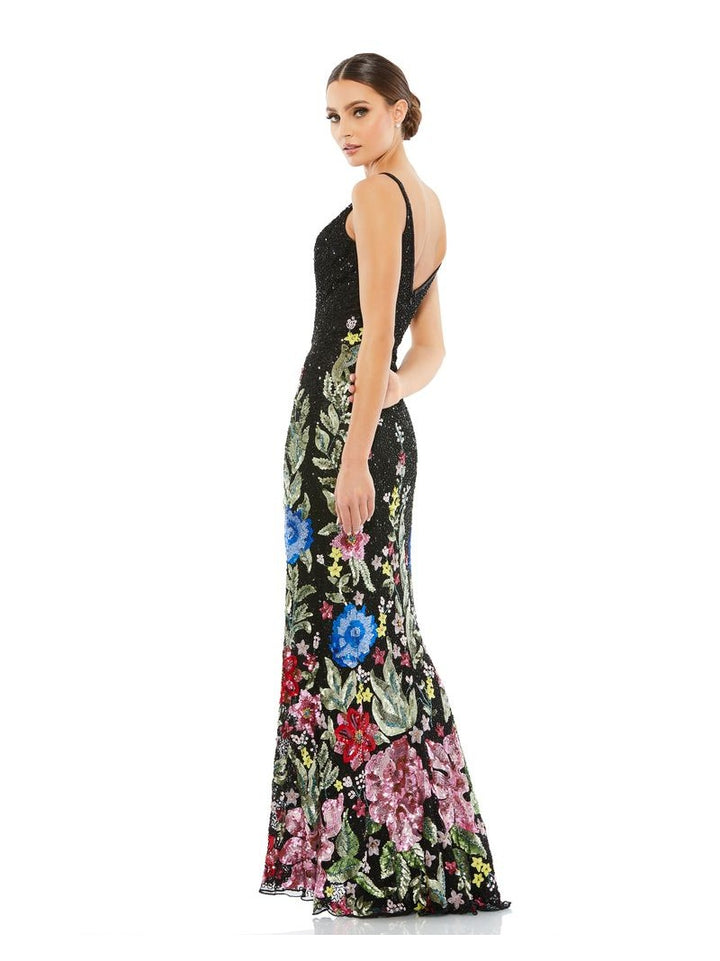 Floral Embellished Spaghetti Strap Gown