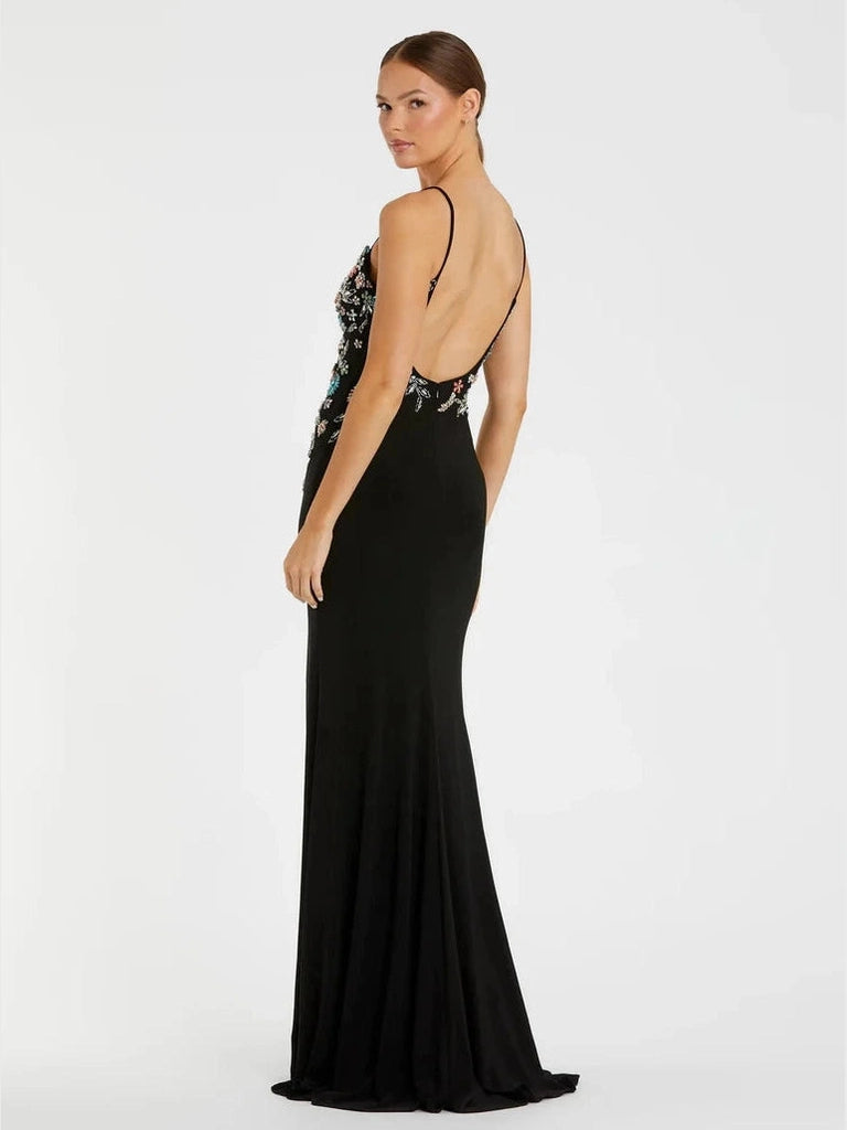 Multi Color Beaded Floral Cami Gown