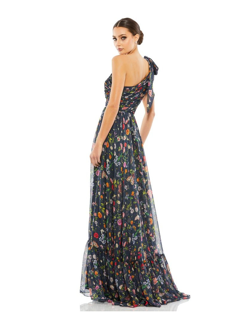 Tied One Shoulder Cut-Out Flowy Gown