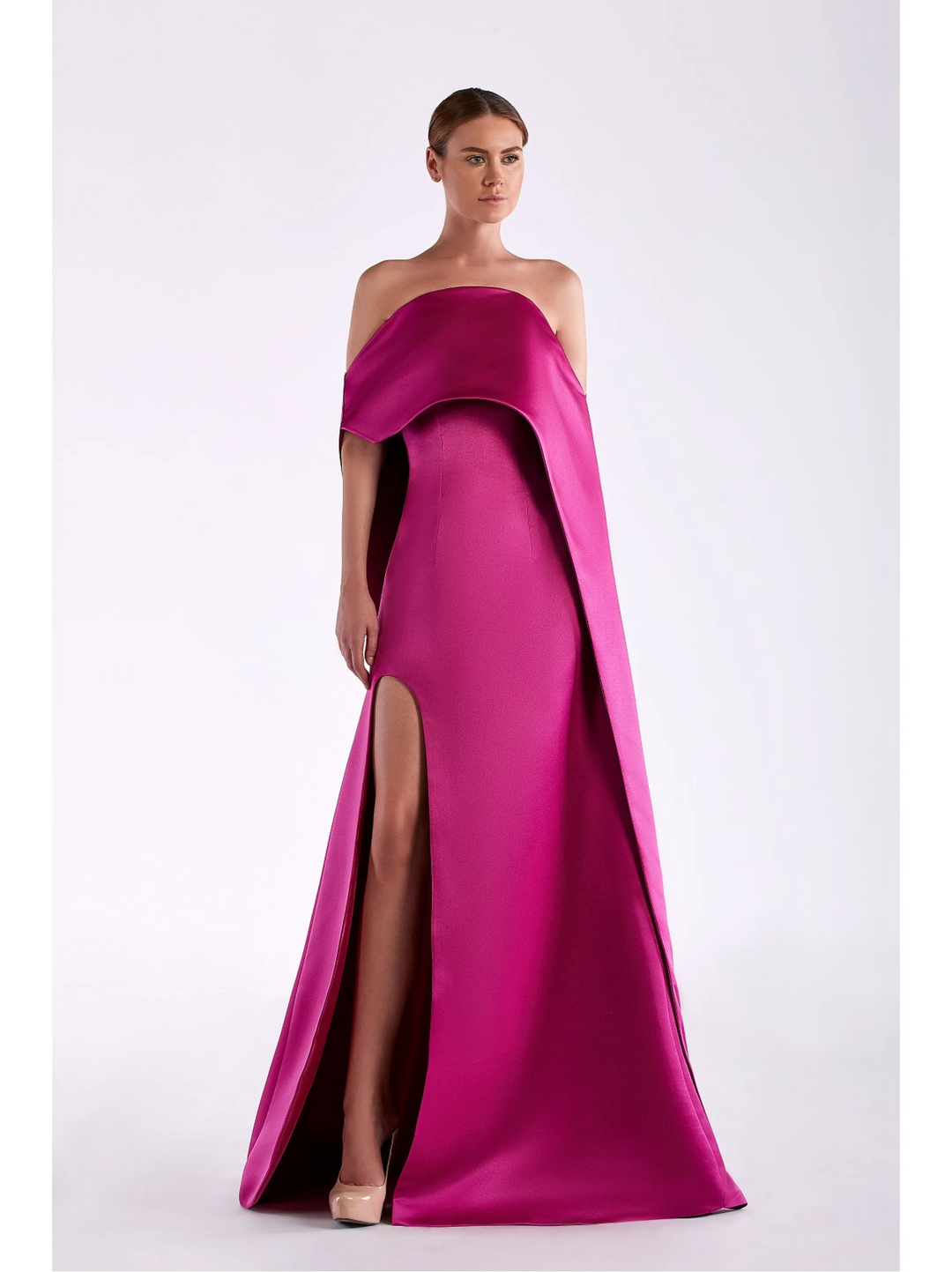 Strapless Satin Voile Gown