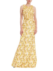 3D Applique Sleeveless Column Gown