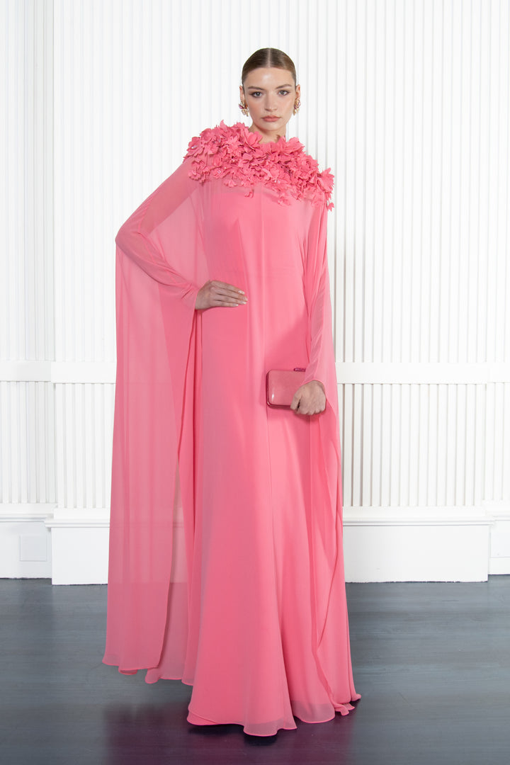 High Neck Georgette Caftan Gown