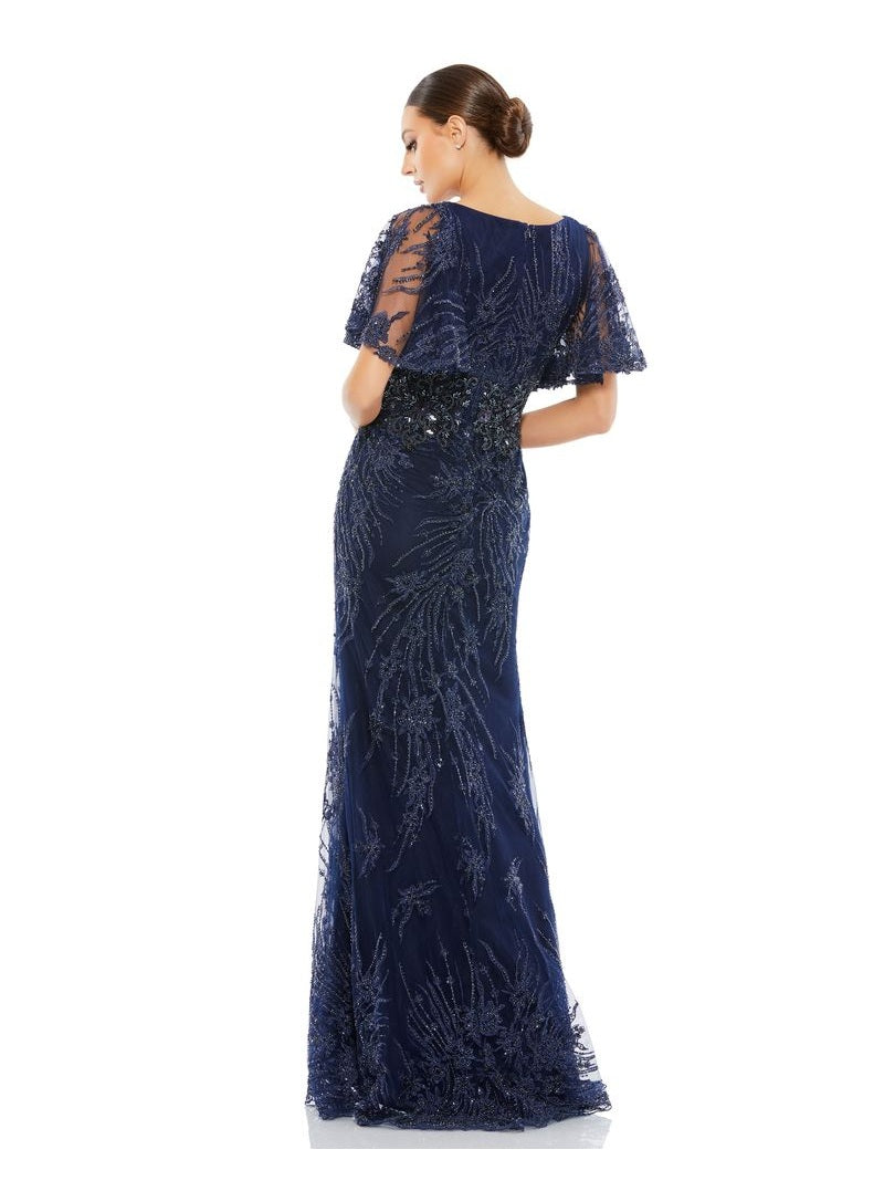 Flutter Sleeve Evening Gown
