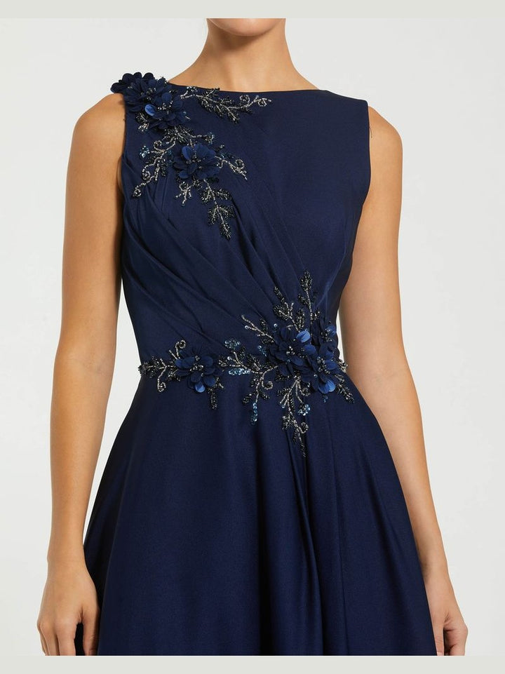 Floral Applique Sleeveless A Line Gown