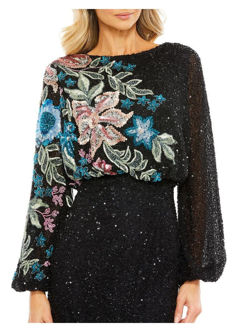 Embellished Floral High Neck Gown
