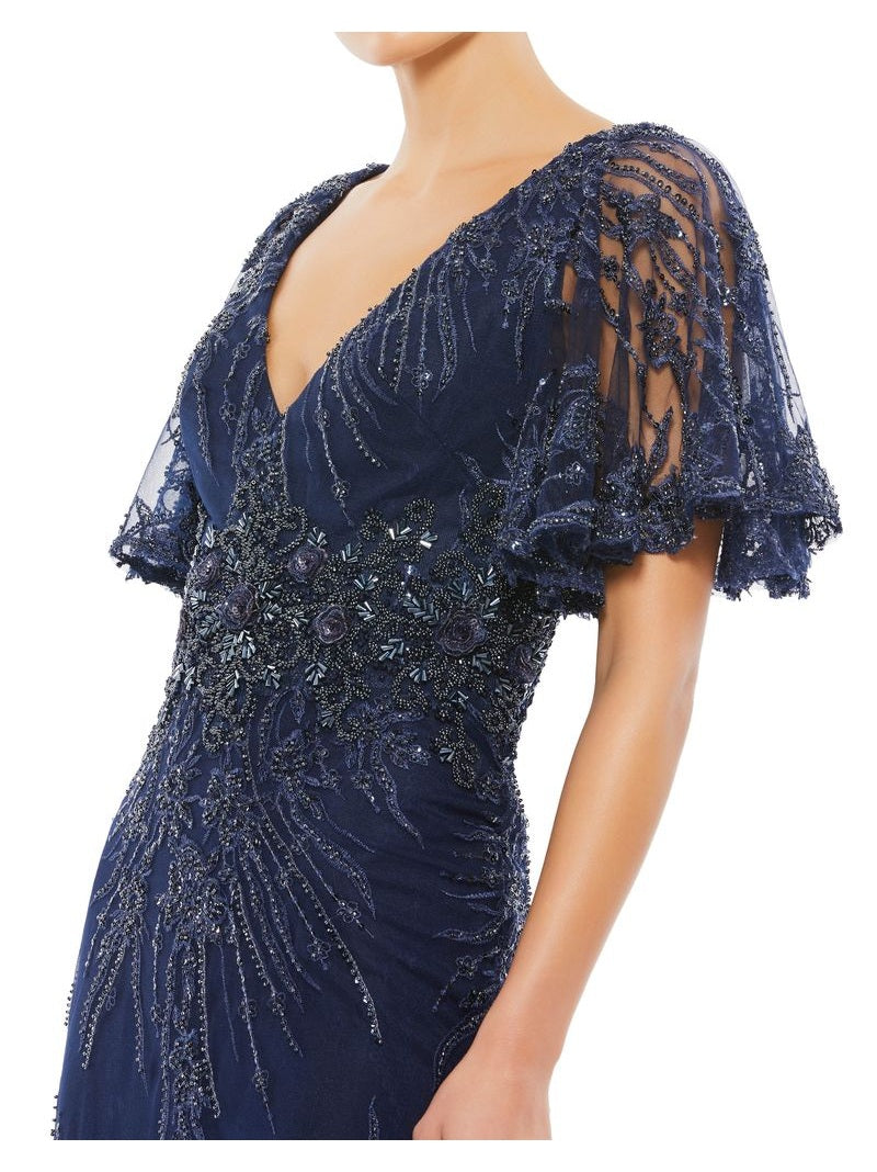 Flutter Sleeve Evening Gown