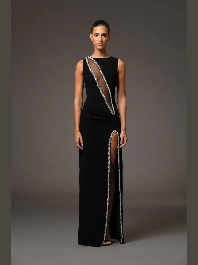 Embroidered Dress with Side Slit