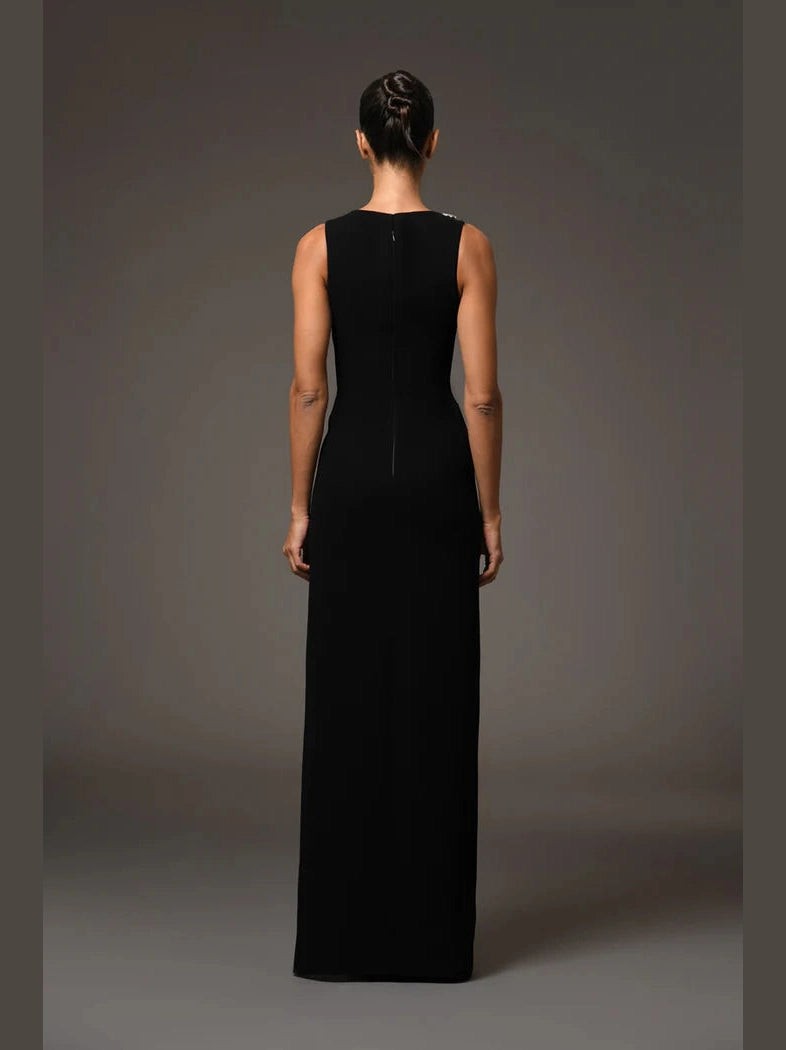 Embroidered Dress with Side Slit