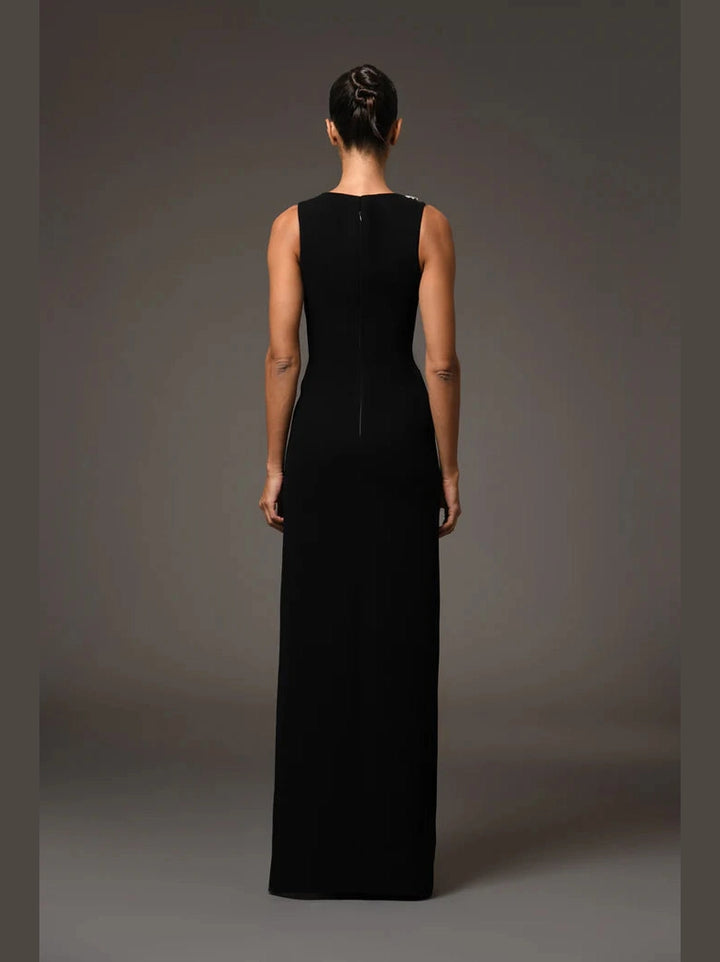 Embroidered Dress with Side Slit