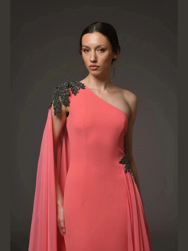 Coral Embroidered Dress