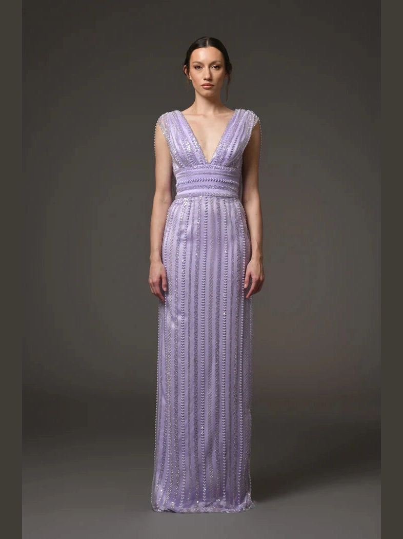 Lilac Tulle Embroidered Dress