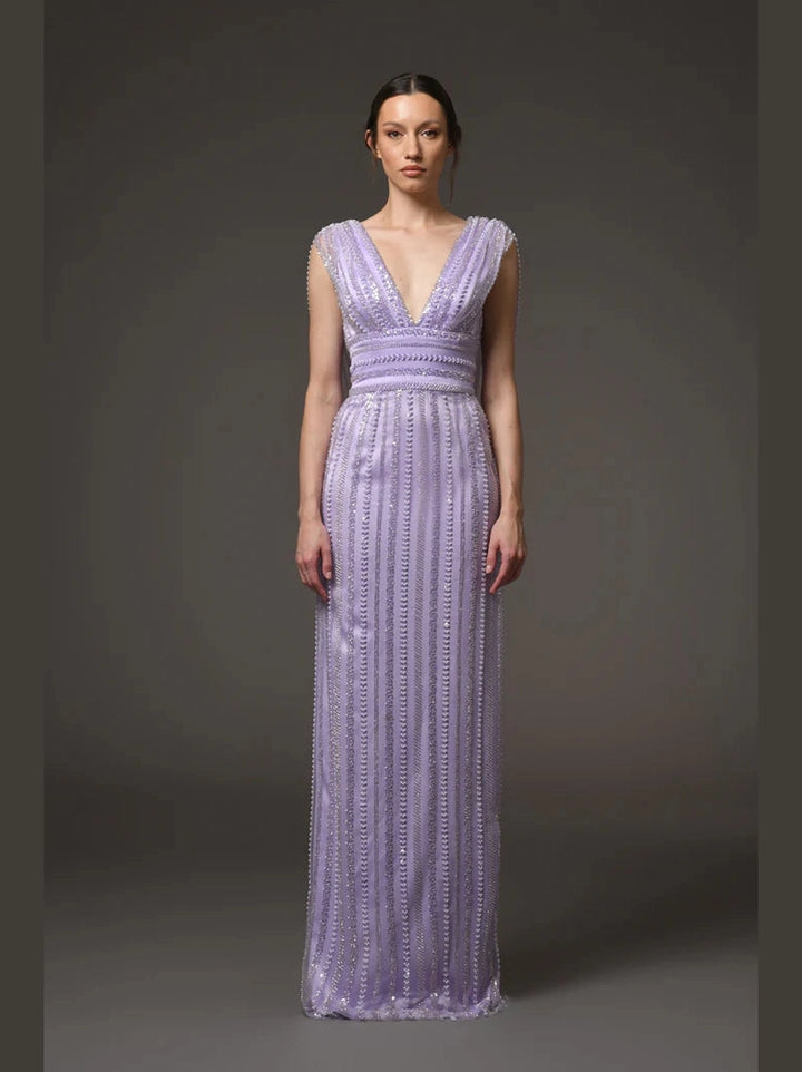 Lilac Tulle Embroidered Dress
