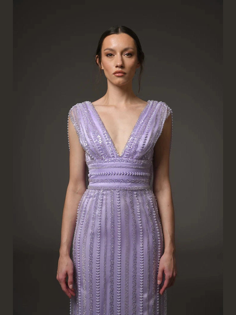 Lilac Tulle Embroidered Dress