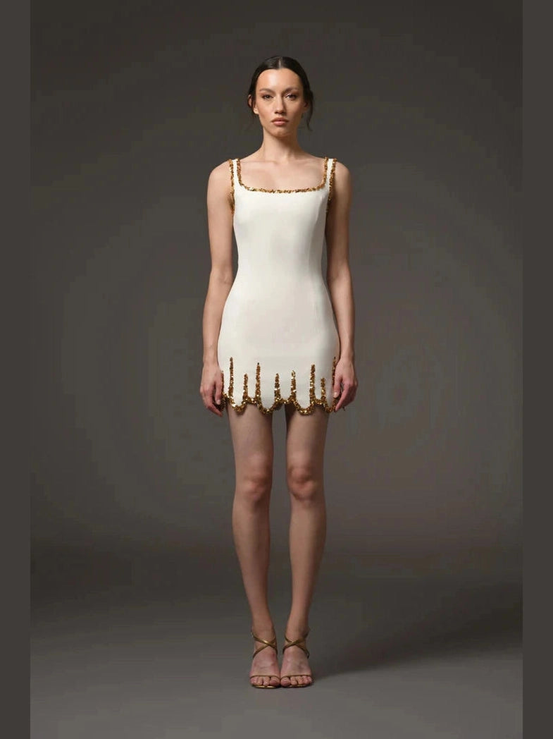 Ivory Mini Embroidered Dress