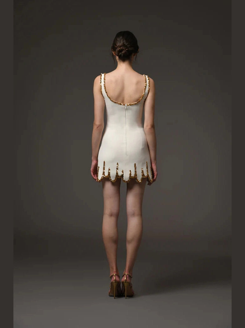 Ivory Mini Embroidered Dress