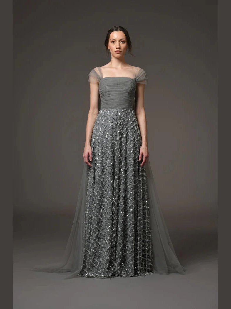 Embroidered Tulle Dress wih Crsytals