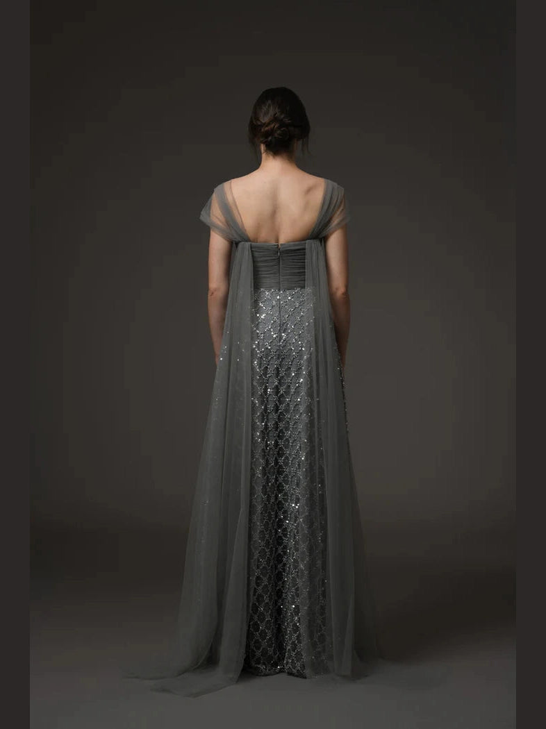 Embroidered Tulle Dress wih Crsytals