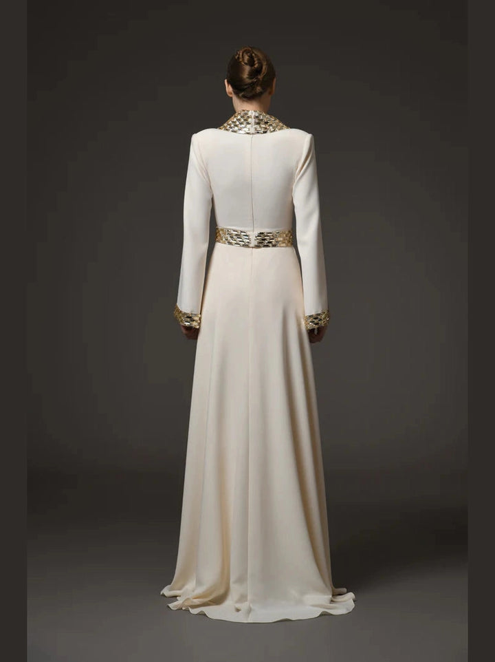 Baguette Embroidered Ivory Dress