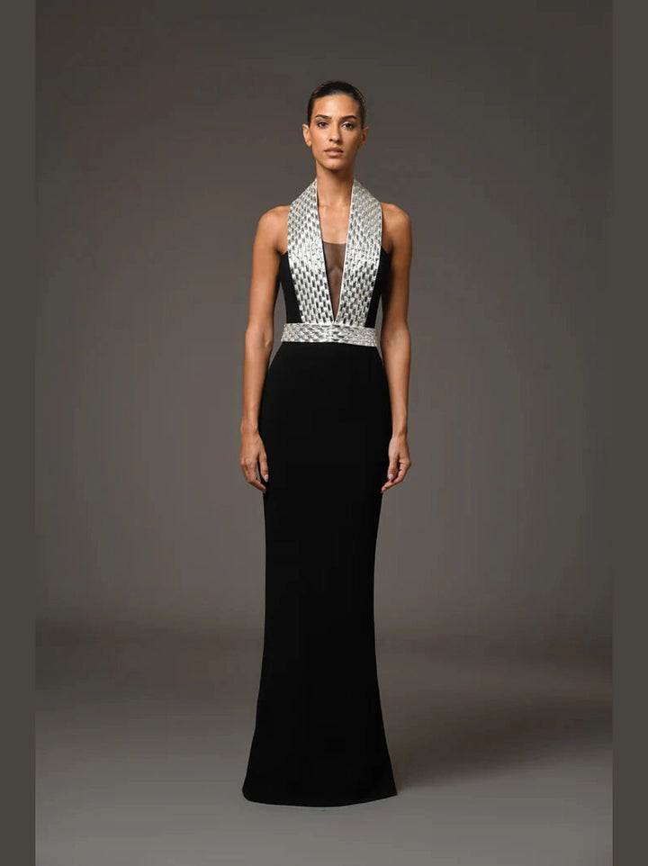 Baguette Embroidered Crepe Dress