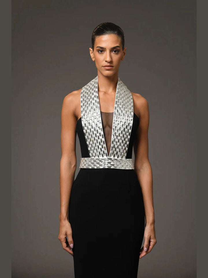 Baguette Embroidered Crepe Dress