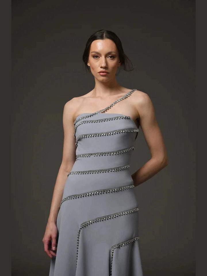Grey Crepe Dress