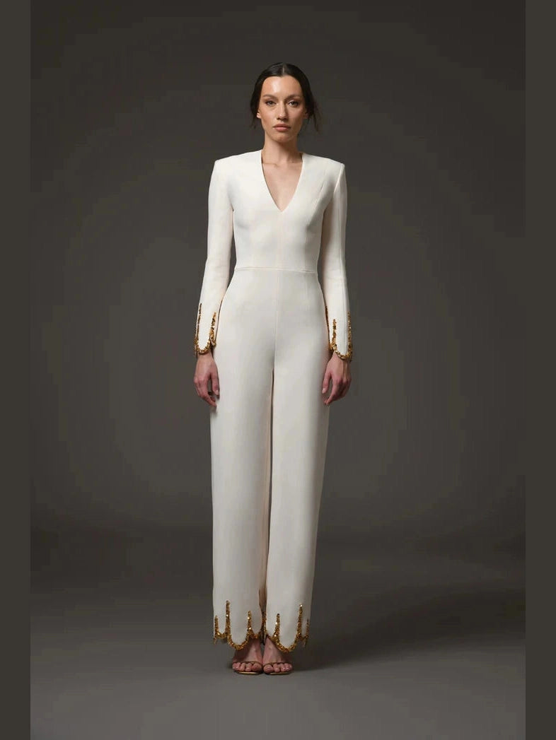 Ivory Embroidered Jumpsuit