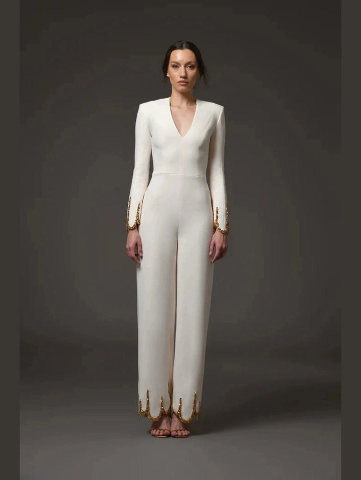 Ivory Embroidered Jumpsuit