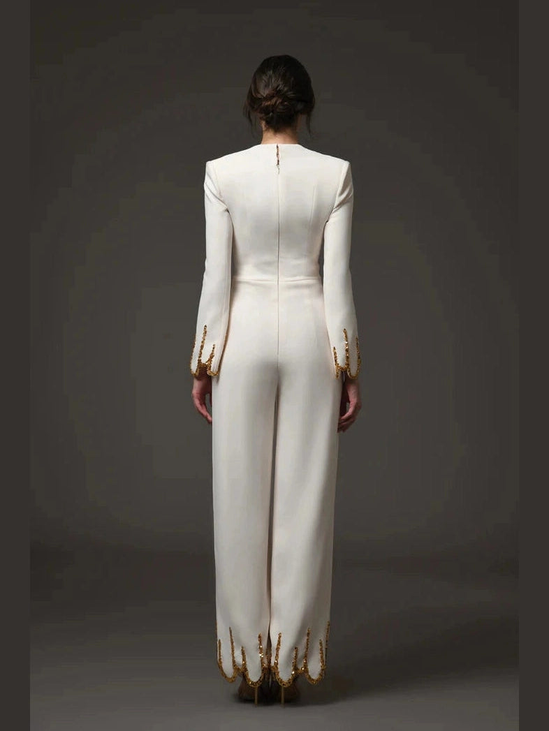 Ivory Embroidered Jumpsuit