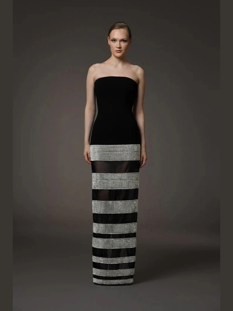 Black Corset Crepe Dress