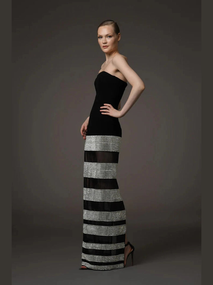 Black Corset Crepe Dress