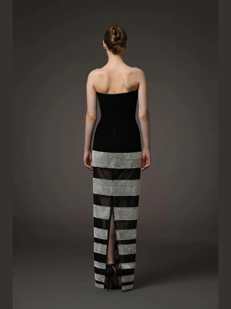 Black Corset Crepe Dress