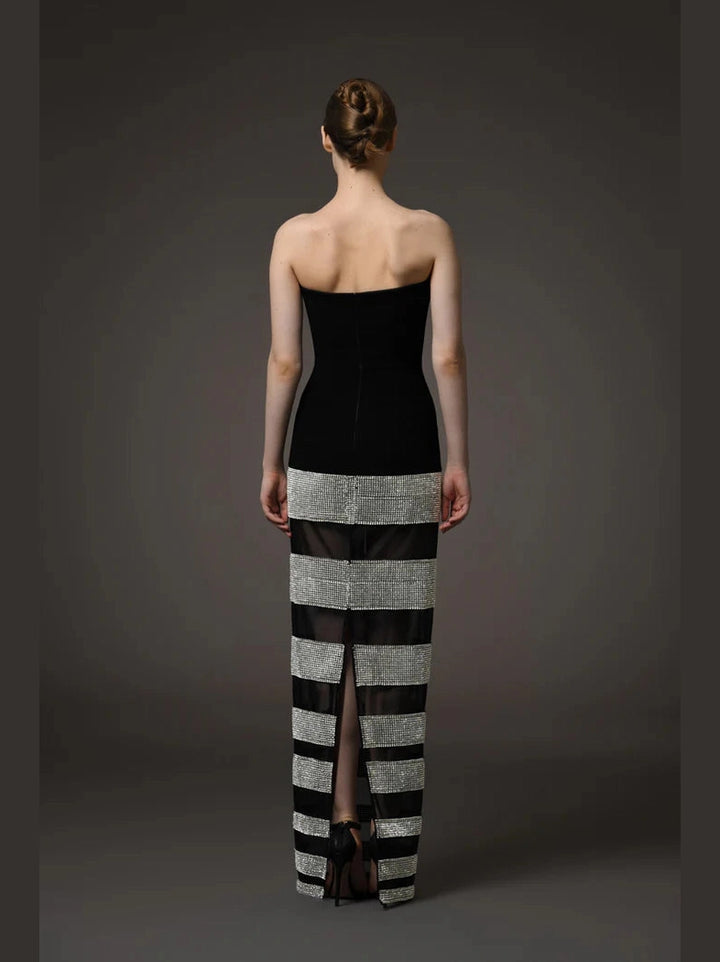 Black Corset Crepe Dress