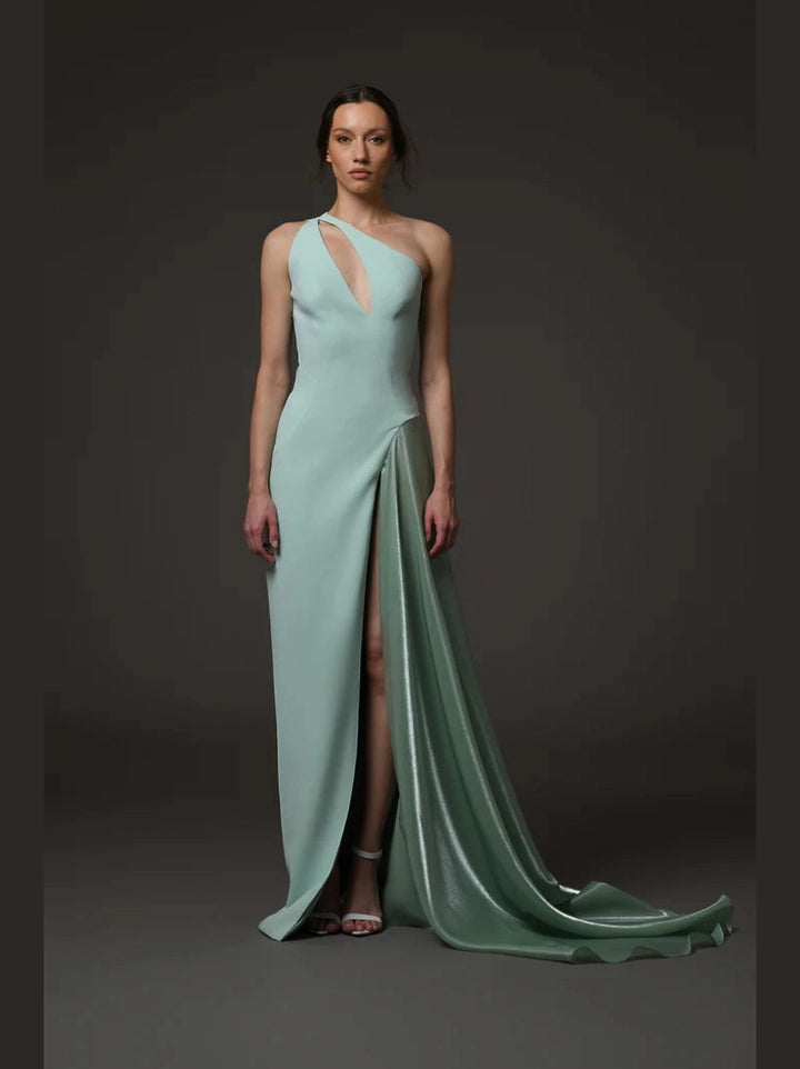 Asymmetric  Dress with A-line Organza