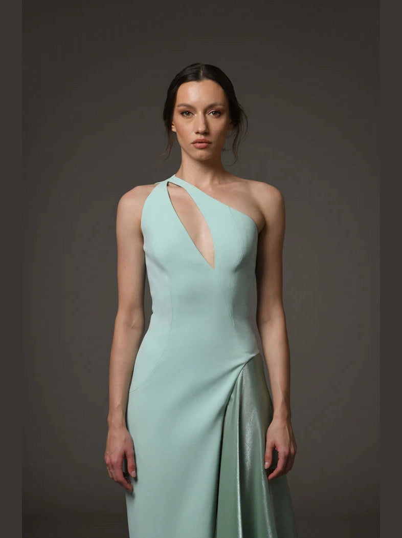 Asymmetric  Dress with A-line Organza