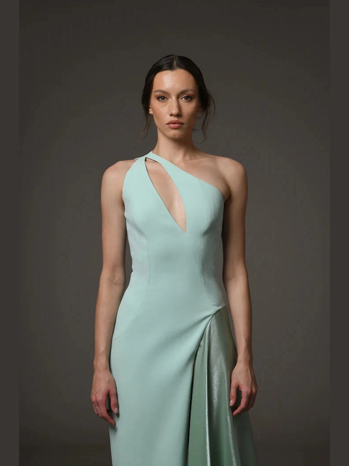 Asymmetric  Dress with A-line Organza