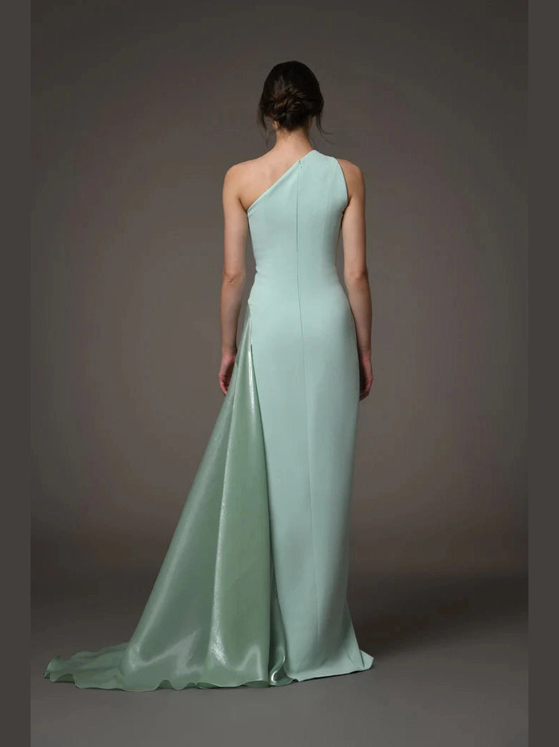 Asymmetric  Dress with A-line Organza