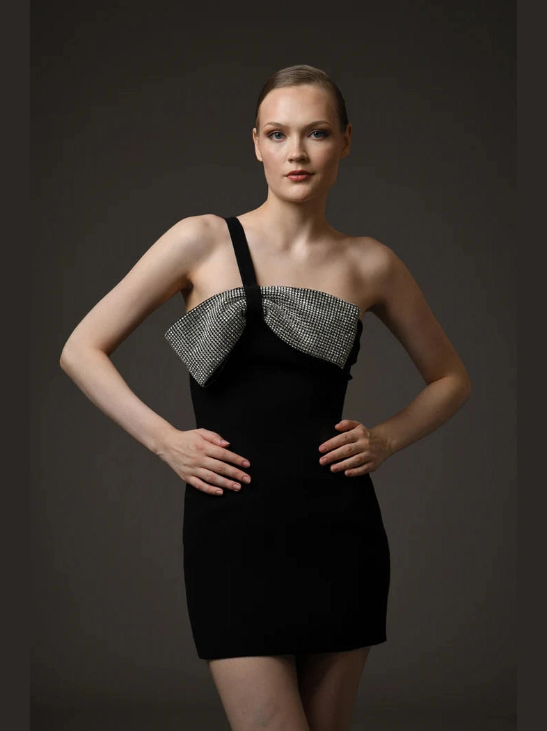 Black Mini Dress with Bow