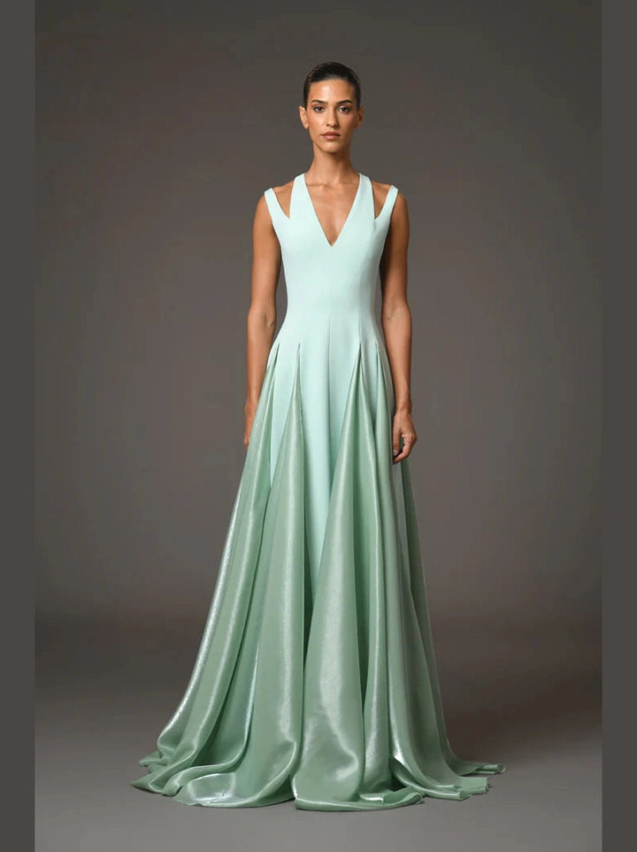 Crepe Dress with A-line Organza