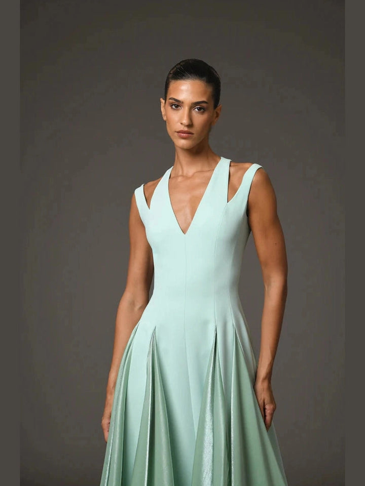 Crepe Dress with A-line Organza