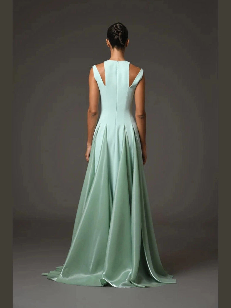 Crepe Dress with A-line Organza