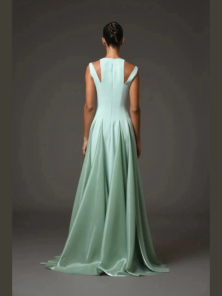 Crepe Dress with A-line Organza